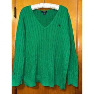 Chaps Ralph Lauren Green‎ 2X Cotton Men's Long Sleeve Cable Knit Sweater